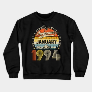 Awesome Since January 1994 Vintage 29th Birthday Crewneck Sweatshirt